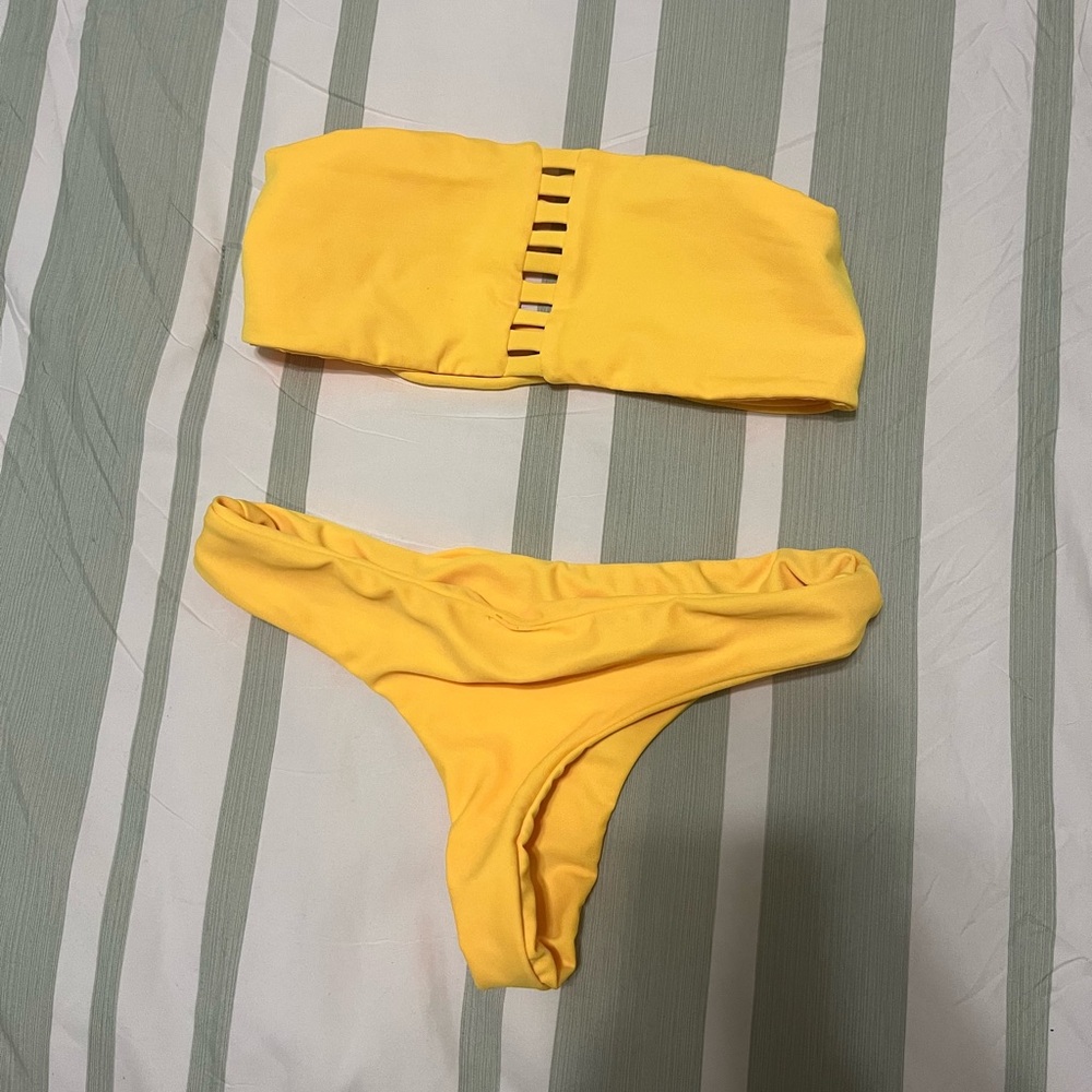 San Lorenzo bikini. Both pieces size small. Like new. Bright golden yellow